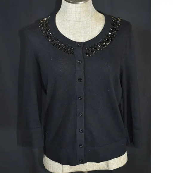 Kate Spade SILK CASHMERE cardigan Black Size L live Colorfully - Picture 1 of 6